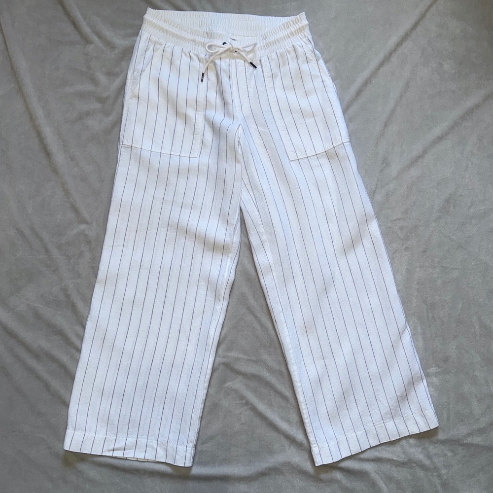 Tall! Athleta Bali Linen Wide Leg Cropped Pants